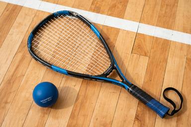 Racquetball racquet and ball