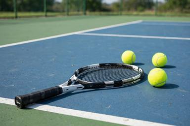 Tennis racquet and balls